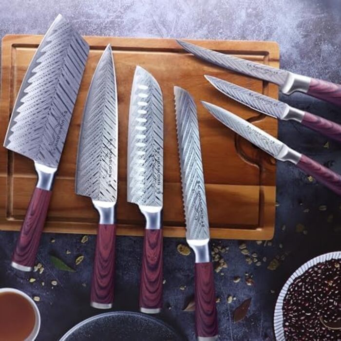 Набір професійних ножів ChefHoablorn 20 шт. з дерев'яним блоком. Кухонні ножі для дому, приготування їжі, на подарунок. Преміум якість.