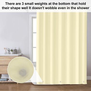 Жовтий водонепроникний душовий завіс для ванної кімнати 180x180 см з кільцями