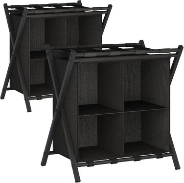 ABOXOO 2-Pack Luggage Rack with Storage, Guest Room, Folding, Holds up to 54.4 kg, Space-Saving Suitcase Rack for Guest Rooms, Bedrooms, Hotels, Black