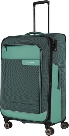 Travelite 4-Wheel Luggage Size L Softshell made from recycled material, Luggage Series VIIA: Trolley with expandable gusset + edge protection, 77 cm, 91-103 liters
