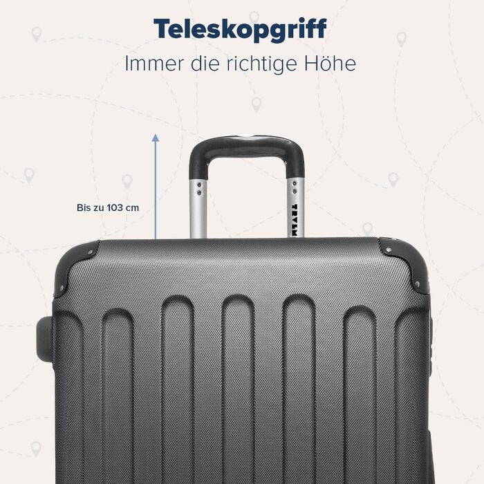 Валіза ручної поклажі TRVLMORE 54x36x20 см - жорсткий корпус, з колесами, сірий (2 шт. у наборі)