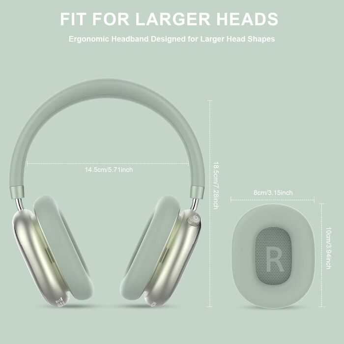 Навушники бездротові Bluetooth 6.0 NC95 з шумозаглушенням, поворотним регулятором, 120+ годин роботи, EQ налаштування через додаток, зелені для подорожей та спорту