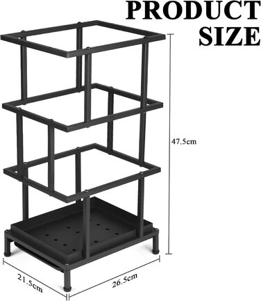 Металева підставка для парасоль під Alyoen з водозбірником та регульованими ніжками, 26,5 x 21,5 x 47,5 см, чорна
