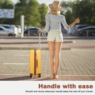 Валіза KONO з ABS-пластику, 67 x 44 x 27 см, з TSA-замком, 4-SET (блакитний/жовтий)