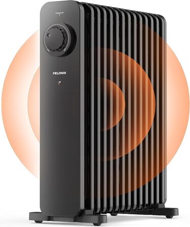 PELONIS 2500W Oil Radiator - Energy Saving, 13 Ribs Electric Heater, Mobile Electric Heater with Thermostat, 3 Heat Settings and Overheat Protection, Electric Radiator Heater, Black 13 Ribs without Remote Control Black