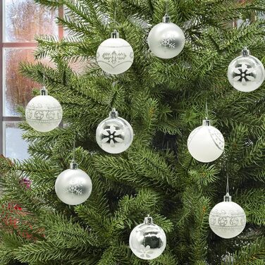 30 шт. Новорічні кулі - набір прикрас для ялинки, 6 см, блакитний та сріблястий, ручної роботи з гачком