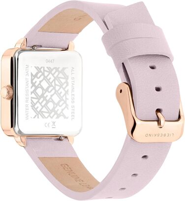Жіночий годинник Liebeskind Berlin – Квадратний годинник 28x28 мм, водостійкий 3 ATM, ремінець з нержавіючої сталі, шкіри або сітки – Сучасний та універсальний (Рожеве золото / Шкіра Рожева)