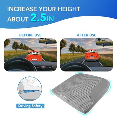 Подушка для сидіння в авто з Memory Foam для спини та куприка, шкіряна, 4D сітка, темно-сіра