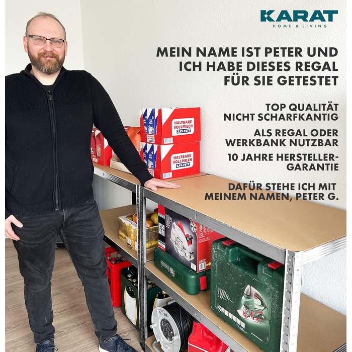 KARAT XXL Heavy-Duty Shelving Unit - Galvanized (200 x 180 x 60 cm)
