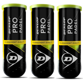 Dunlop Pro Paddle Ball Set - Yellow, 9 Balls Total - for Paddle Tennis & Platform Tennis