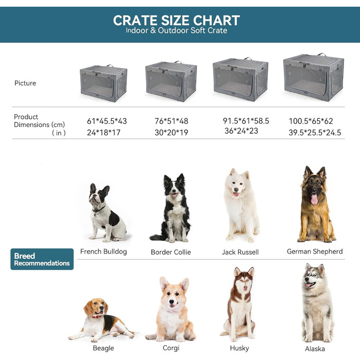 Клітка для собак Petsfit, сіра, розкладні, для дому та транспортування, розмір L (76x50x49 см), з м'якою підстилкою та міцними сітчастими вікнами