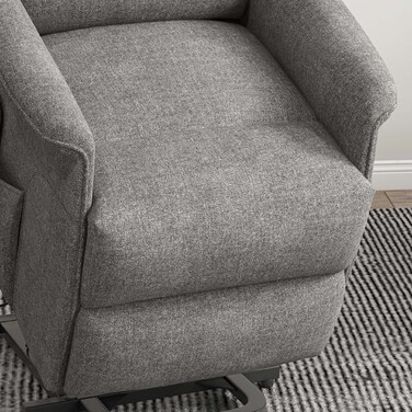 HOMCOM Electric TV Recliner Chair with Lift Assist, Recliner with Lie-Flat Function, TV Chair in Linen-Look with Side Pocket & Remote Control