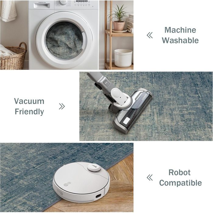 BEIMO Килим для вітальні, абстрактний дизайн, короткий ворс, 120x170 см, блакитний градієнт, для спальні, ванної, їдальні, коридору, антиковзаючі, легко миється