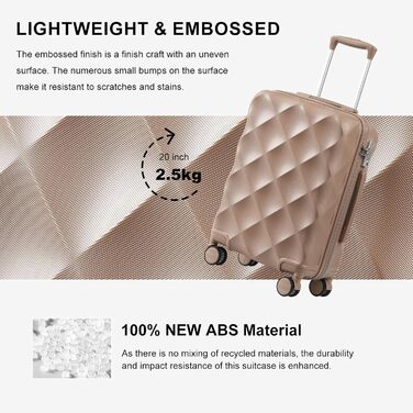 Набір валіз Sea Choice 5шт. з жорстким корпусом, 4 колеса, TSA-замок, M-L-XL (55/65/76см), Khaki