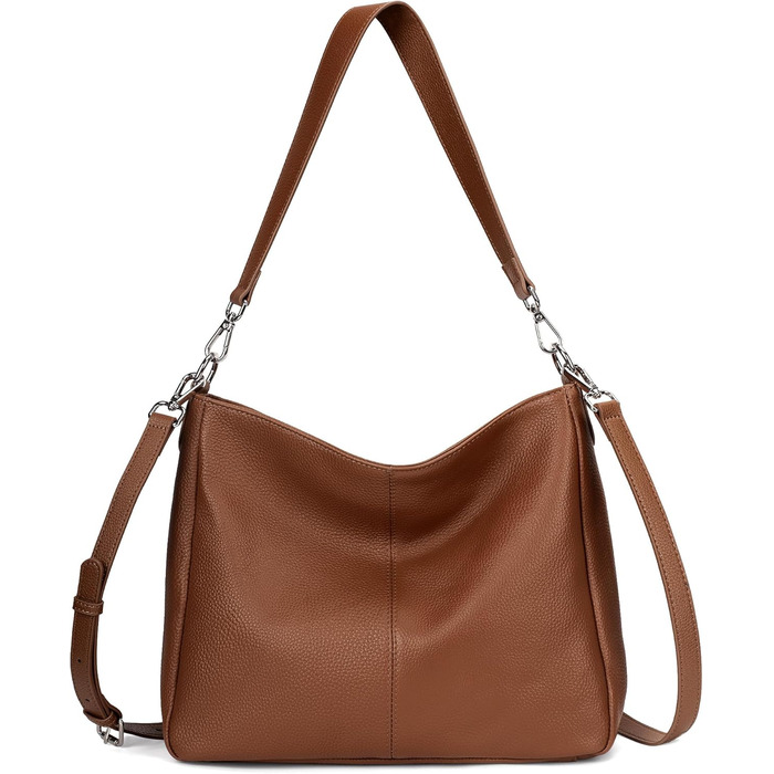 Сумка жіноча шкіряна Befen Shopper Hobo середнього розміру, коричнева (A-braun) з 2 ремінцями