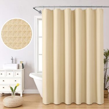 Драбина для душу велика, білий душовий завіс, вафельна текстура, тканина, міцний, готельна якість, для ванної кімнати, 183x244 см, водонепроникний, пральний, комплект (1 шт.)