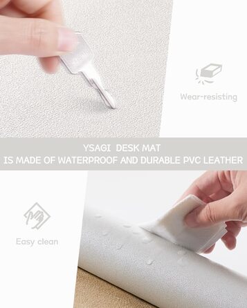 Підкладка для столу YSAGi, килимок для миші з шкіри та антиковзким замшевим покриттям, багатофункціональна підкладка для офісу, ноутбука, захист столу для офісу/домашнього офісу (80x40 см) (Шампань, 90*43 см)