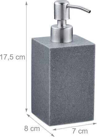 Дозатор для мила Relaxdays 300 мл, наповнюваний, для ванної/кухні, білий (сірий), полірезин, нержавіюча сталь