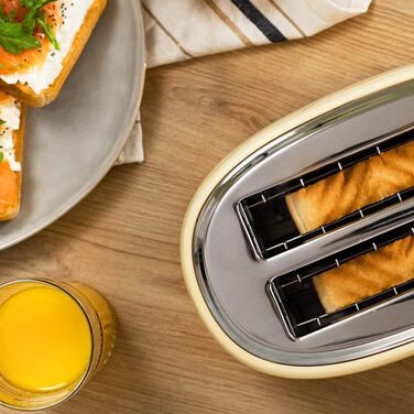 Тостер Cecotec Toaster 2 Scheiben Retro Beige, 980 Вт, 2 слоти, нержавіюча сталь, регулювання потужності, піддон для крихт