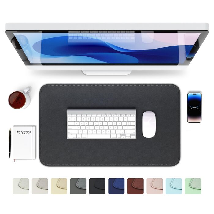 Підкладка для миші та столу GOMIN 80x40 см, PU шкіра, водонепроникна, чорна - для офісу та дому