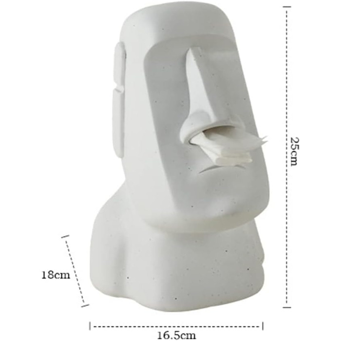 BIOSA Moai Tissue Box, Easter Island Tissue Box, Moai Cosmetic Tissue Box for Kitchen Bathroom Bedroom - 25x16.5x18cm