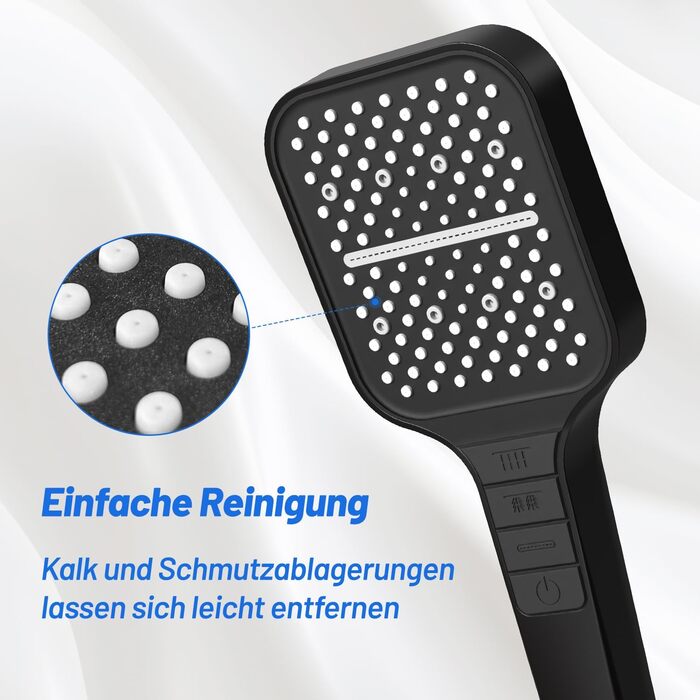 Насадка для душу VEHHE з економним споживанням води, 7 режимів, дощова лійка з кнопкою зупинки, регулюванням однією рукою та силіконовою форсункою, що запобігає засміченню, велика душова лійка з підвищеним тиском (срібна) (7 режимів / сіра)