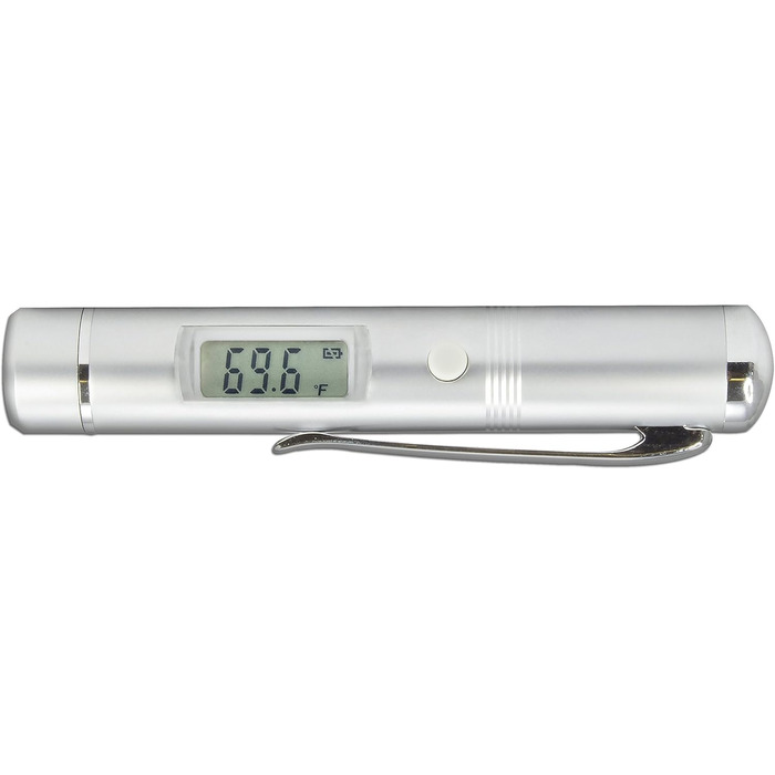 TFA Dostmann Flash Pen Infrared Thermometer, contactless measurement, versatile, robust metal housing, silver, L 19 x W 87 x H 15 mm