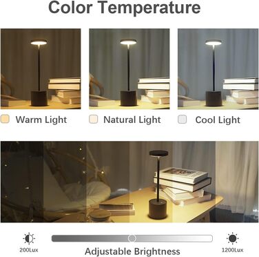 Світлодіодний настільний світильник Hapfish 2 шт, акумуляторний, диммер, сенсорний, чорний. Для дому, офісу, тераси