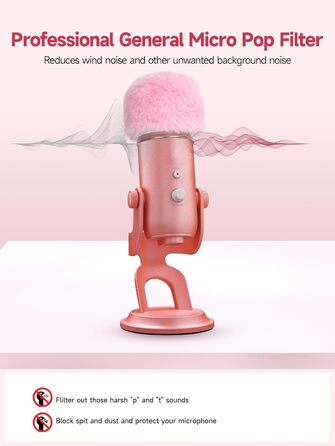 Кріплення для мікрофона Blue Yeti з поп-фільтром - Blue Yeti X, приховане кабельне підключення, кріплення-підставка Blue Yeti, для студії, подкастів, стрімінгу, YOUSHARES (вітрозахист, рожевий)
