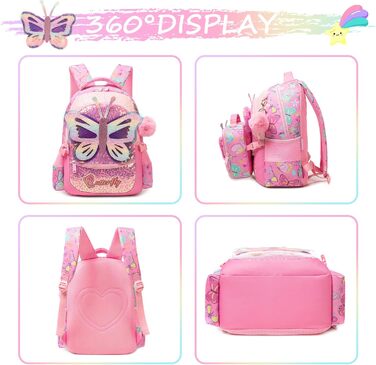 Шкільний рюкзак для дівчаток HTgroce 3 клас. Рожевий рюкзак з метеликом