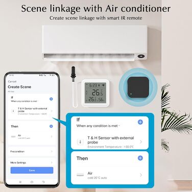 eMylo Thermometer Indoor/Outdoor, Hygrometer Wi-Fi App Alert, Data Export Freezer Aquarium Thermometer Digital for Refrigerator, Aquarium, Baby Room, Aquarium Accessories, White 5.6 * 5.6cm