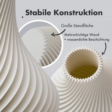 Ваза NATUMO Design 'Longi' – сучасна ваза для квітів з міцного пластику, біла, 18 см