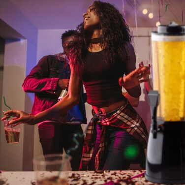 Диспенсер для пива Relaxdays з краником, 50 x 23 x 18 см, об'єм 2,5 л, прозорий, чорний, 2,5 літри