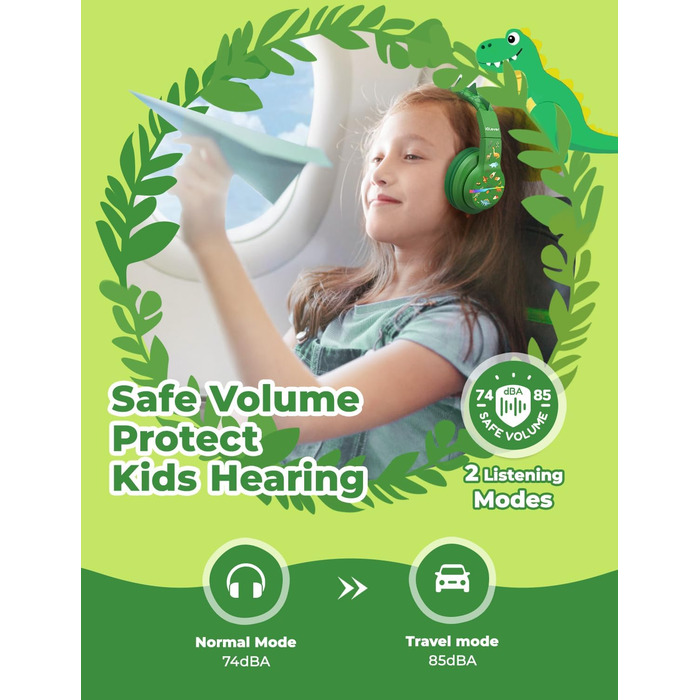 iClever Бездротові навушники для дітей з LED-підсвічуванням, Over-Ear, Bluetooth 5.2, мікрофон, BTH12 (Хвилинка)
