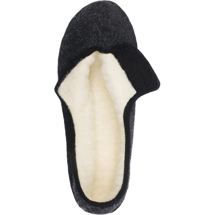 Чоловічі фетрові домашні тапочки Schawos 6064, теплі, з вовняною підкладкою, неслизькі, на липучці (42 EU, чорні)