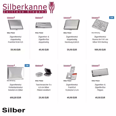 SILBERKANNE Cigarette Case, double-sided, Hamburg, 6.5x9.5 cm, Silver Plated, silver-plated, premium finish