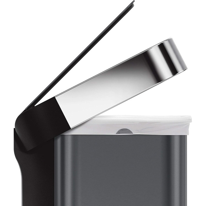Сміттєвий бак Simplehuman CW2080 45 л з педальним механізмом та відділенням для пакетів, кухонний, з полірованої нержавіючої сталі та сірого пластику