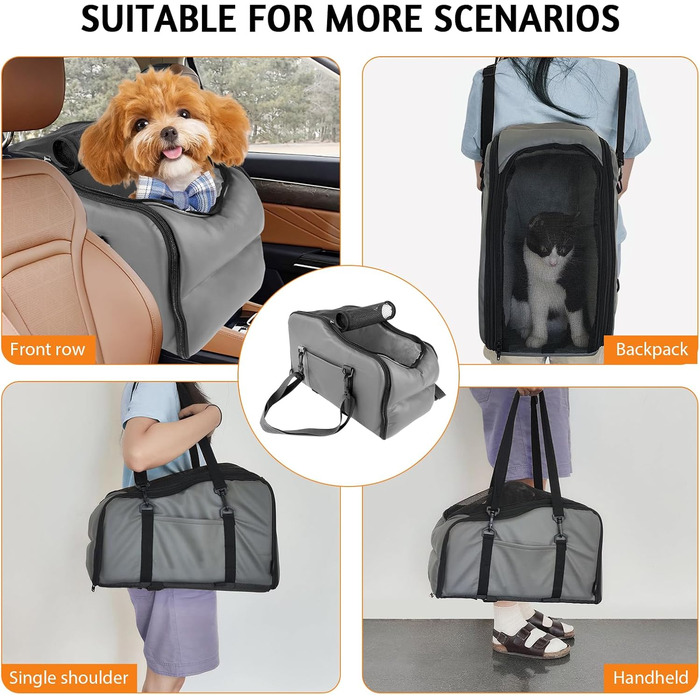 Автокрісло для собак та котів, автосидіння для маленьких собак, з захисними гаками та регульованими ременями