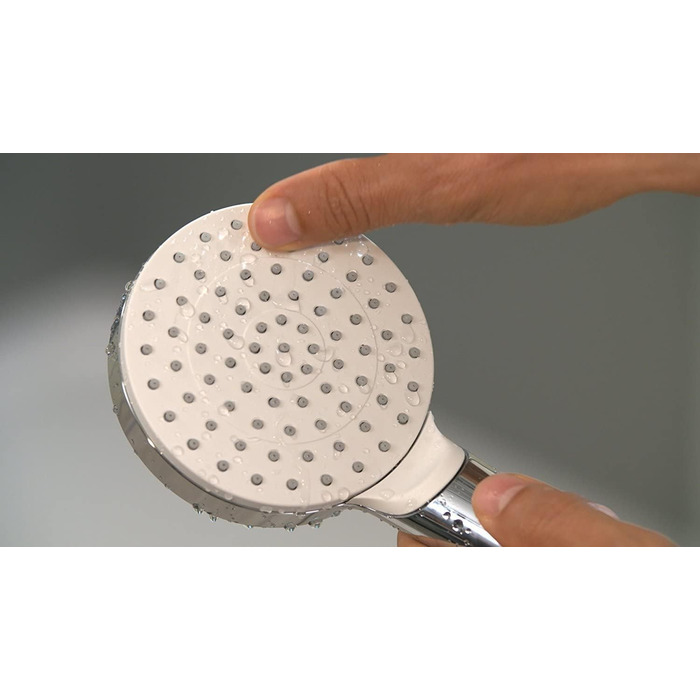 Душова лійка Hansgrohe Crometta EcoSmart - Економна модель, 6 л/хв, ручна, 2 струмені, діаметр 100 мм, з антинакипним покриттям, білий/хром