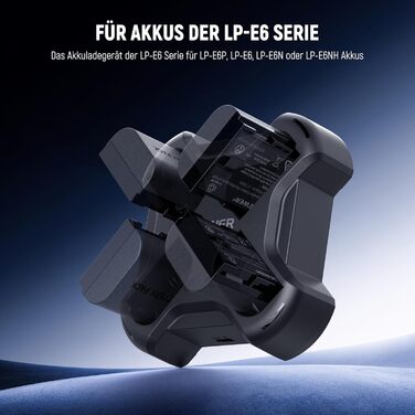 Набір акумуляторів NEEWER LP-E6NH (3 шт.) 2250mAh та зарядний пристрій USB з трьома слотами для Canon EOS R7, R5, R6, R6 II, R 5DIV, 6DII, 7DII, 80D, 90D (NW-P4 з PD 45W)