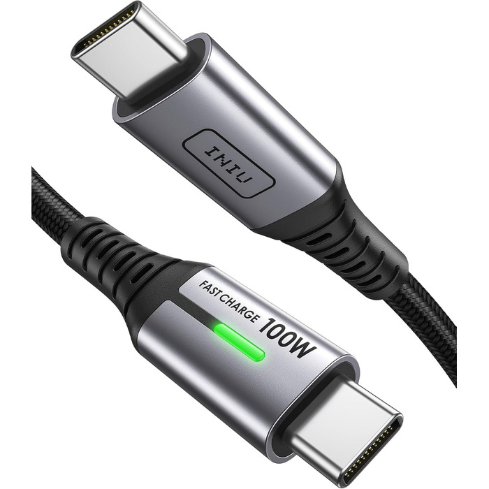 Кабель USB-C 100W з підтримкою PD3.0, 3м, чорний. Кабель USB-C для iPhone, Samsung, Pixel, iPad, MacBook. Нейлон, швидка зарядка