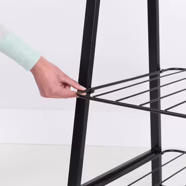 Brabantia - Linn Clothes Rail, Compact - Freestanding Clothes Rack - For Clothes - Hanging, Airing & Drying Clothes - Sturdy Steel Frame & Bamboo Rod - 47.6 cm x 34 cm x 170 cm - Matte (Black, Large)
