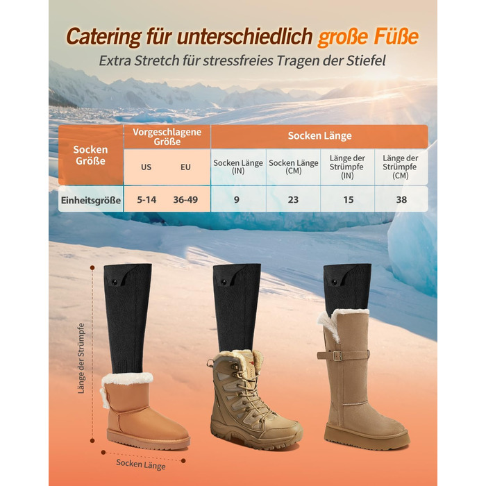 Гріючі шкарпетки 2026 Upgraded, 5000mAh*2, 3 режими нагріву, 360° нагрів, чорні, для жінок та чоловіків, для катання на лижах, полювання, походів