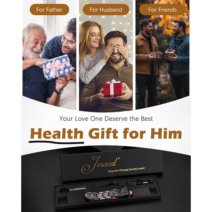 Медальйон з міді для чоловіків, 99% масивна мідь, магнітний браслет з магнітами, регульований розмір, з подарунковою коробкою (чорний щит)