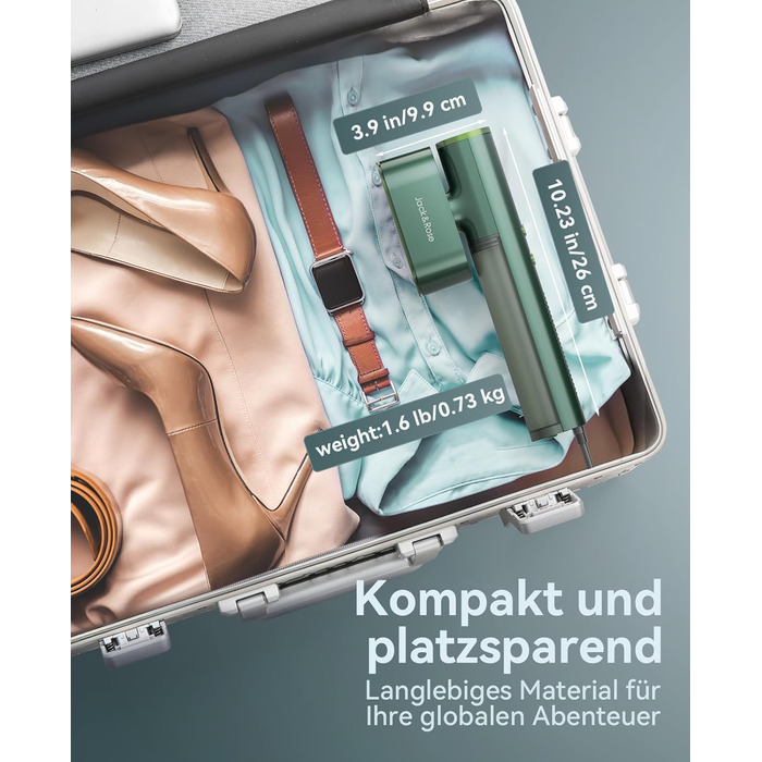 Портативний відпарювач для одягу Steamer 2-в-1 1000W, для глобальних подорожей, зелений