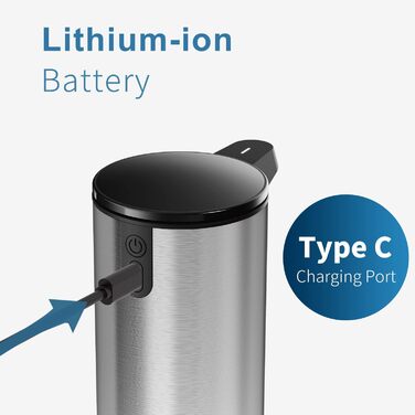 AIKE Automatic Soap Dispenser Stainless Steel with Sensor Infrared, 280ml Touchless Automatic Soap Dispenser USB Rechargeable