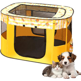 Клітка-манеж для цуценят та домашніх тварин, 70x55x40 см, жовта. Підходить для собак, кроликів, котів та морських свинок.