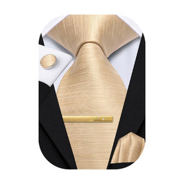 Комплект краватки, нагрудного хустинки та краваткових затискачів Hi-Tie, золотистий, для вечірки, весілля