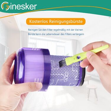 Фільтри для пилососа Dyson V7 V8: комплект 2 шт. HEPA-фільтр після мотора та 2 попередні фільтри. Замінники DY-96566101, DY-96747801 (V12-2P)