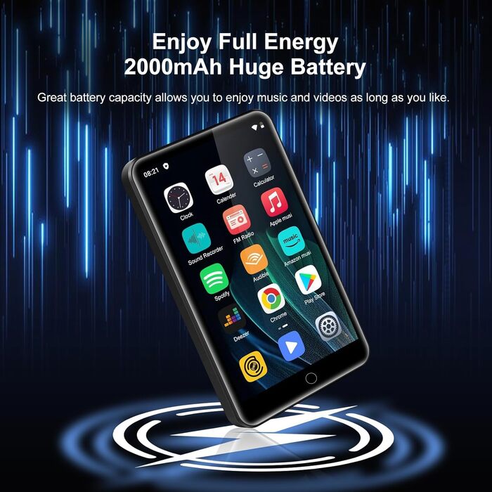 MP3-плеєр ZAQE 80GB Bluetooth WiFi Android Spotify MP4 для дітей (Чорний)